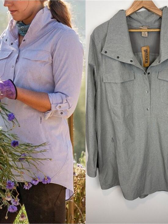 Duluth Trading Co Jackets & Blazers - NWT Duluth Womens 1X Utility Shirt Jacket Gray Snap Hiking Outdoor Lightweight
